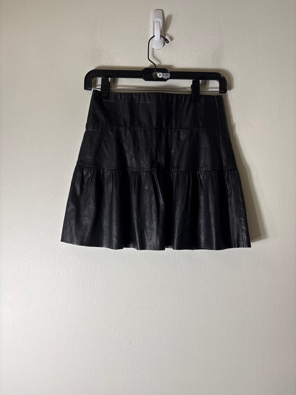 Shug Black Pull On Faux Leather Mini Skirt Sz S